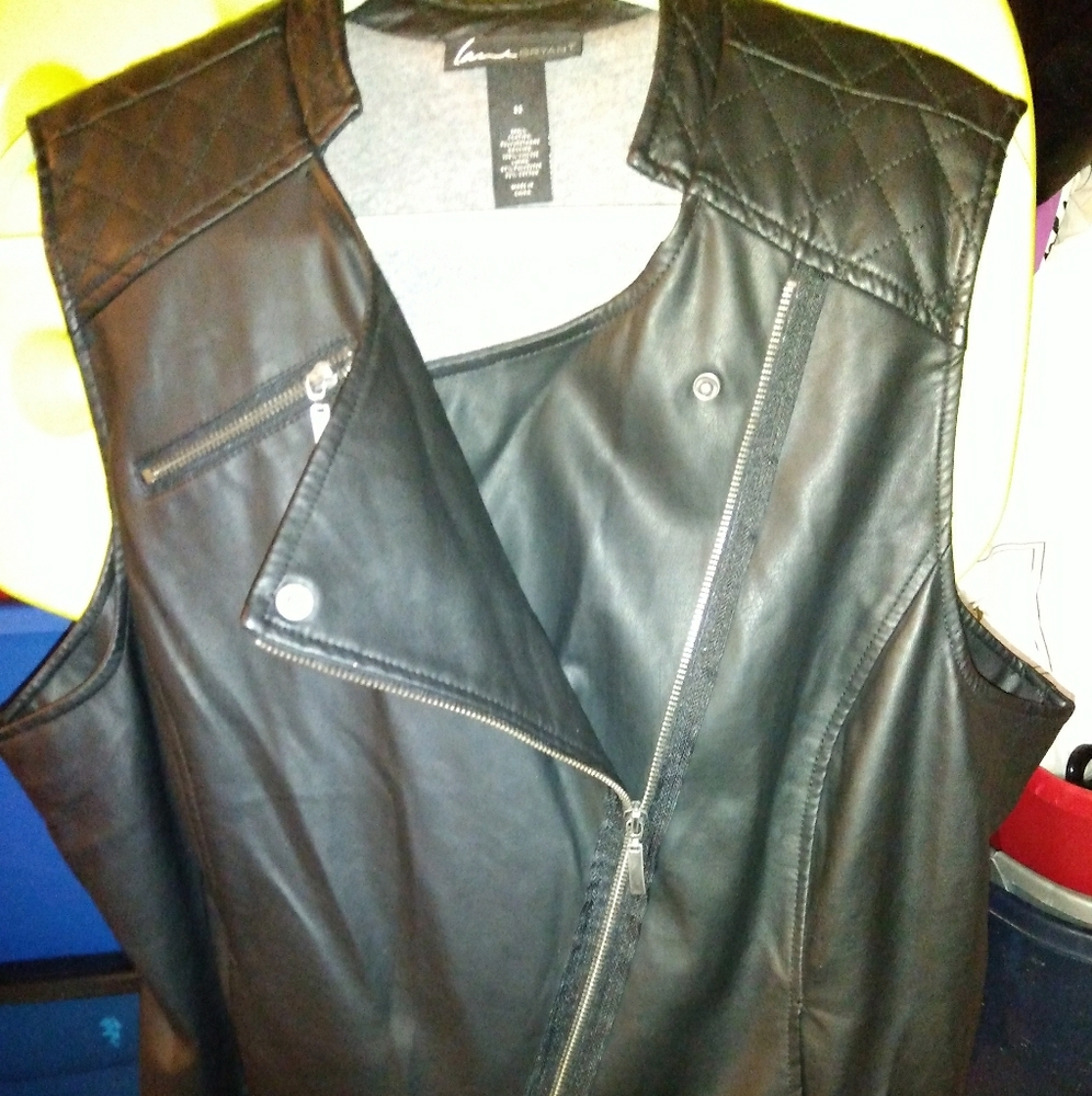Faux leather vest